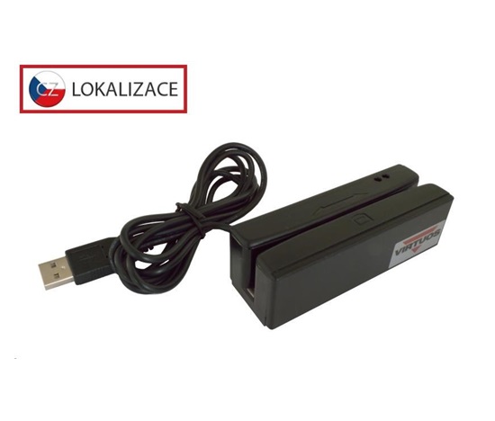 Virtuos MSR-100A trojstopová čítačka magnetických kariet, USB-HID/COM, čierna