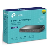 TP-Link CCTV switch TL-SF1009P (8x100Mb/s, 1x100Mb/s uplink, 8xPoE+, 65W, fanless)