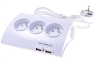 PREMIUMCORD Predlžovací kábel 230V 1,5m 5zásuviek+vypínač+2x USB 2A