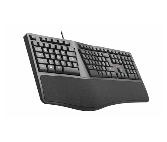 C-TECH Klávesnice KB-113E USB, ERGO,  černá, CZ/SK