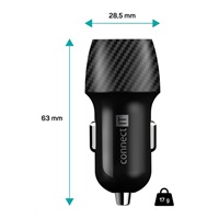 CONNECT IT InCarz QUICK CHARGE 3.0 nabíjačka do auta, 1x USB-A, 3 A, uhlíková