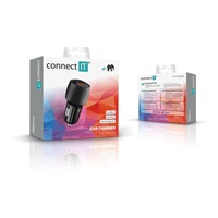 CONNECT IT InCarz QUICK CHARGE 3.0 nabíjačka do auta, 1x USB-A, 3 A, uhlíková
