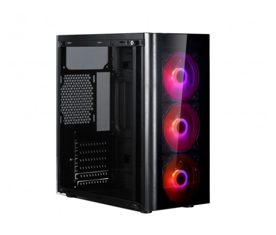 SPIRE case VISION 7022 RGB + 3x 12CM RGB ventilátory, Midi Tower, herný, bez zdroja, Black