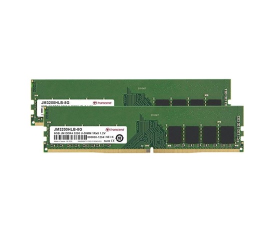 DDR4 DIMM 16GB KIT (8GB*2) 3200Mhz TRANSCEND U-DIMM 1Rx8 1Gx8 CL22 1.2V