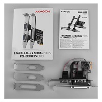 AXAGON PCEA-PSN, PCIe radič - 1x paralelný (LPT) + 2x sériový port (RS232) 250 kbps, vrátane. LP