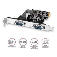AXAGON PCEA-S2N, PCIe radič - 2x sériový port (RS232) 250 kbps, vrátane. LP
