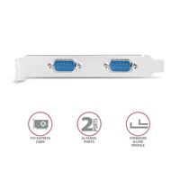 AXAGON PCEA-S2N, PCIe radič - 2x sériový port (RS232) 250 kbps, vrátane. LP