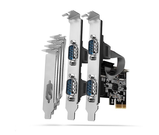 AXAGON PCEA-S4N, PCIe radič - 4x sériový port (RS232) 250 kbps, vrátane. LP