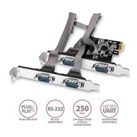 AXAGON PCEA-S4N, PCIe radič - 4x sériový port (RS232) 250 kbps, vrátane. LP