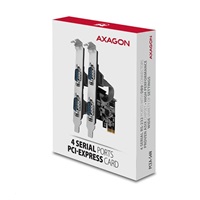 AXAGON PCEA-S4N, PCIe radič - 4x sériový port (RS232) 250 kbps, vrátane. LP