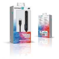 CONNECT IT Rozbočovač USB-C USB 3.0, externá, čierna