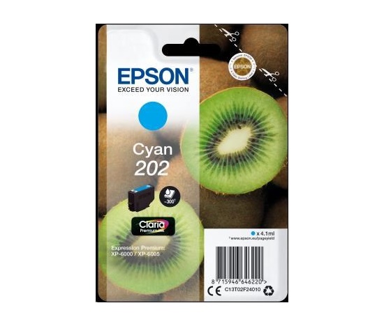 Atramentová tyčinka EPSON Singlepack "Kiwi" Cyan 202 Claria Premium Ink 4,1 ml