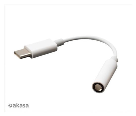 AKASA USB Type-C na 3.adaptér na 5 mm konektor slúchadiel, 10 cm, biely