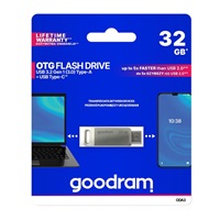 GOODRAM Flash disk 32 GB ODA3, USB 3.2, strieborná