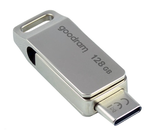GOODRAM Flash disk 128 GB ODA3, USB 3.2, strieborná