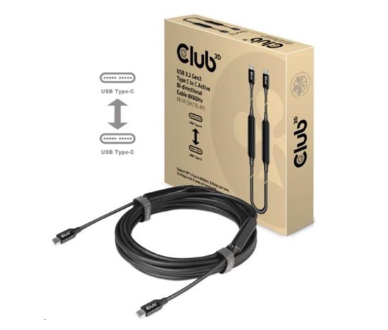 Kábel USB Club3D 3.2 Gen2 Type-C to C Active Bi-directional (M/M) 8K60Hz, 5m