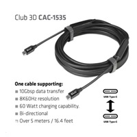 Kábel USB Club3D 3.2 Gen2 Type-C to C Active Bi-directional (M/M) 8K60Hz, 5m