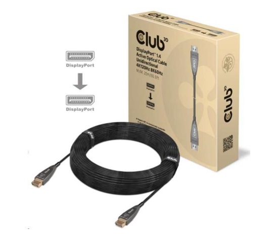 Club3D DisplayPort kábel 1.4 Aktívne optické jednosmerné 4K120Hz 8K60Hz (M/M), 20m