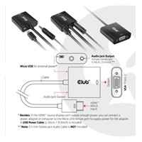 Adaptér HDMI Club3D 1.4 na VGA (M/F), aktívne so zvukom