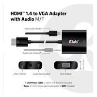 Adaptér HDMI Club3D 1.4 na VGA (M/F), aktívne so zvukom