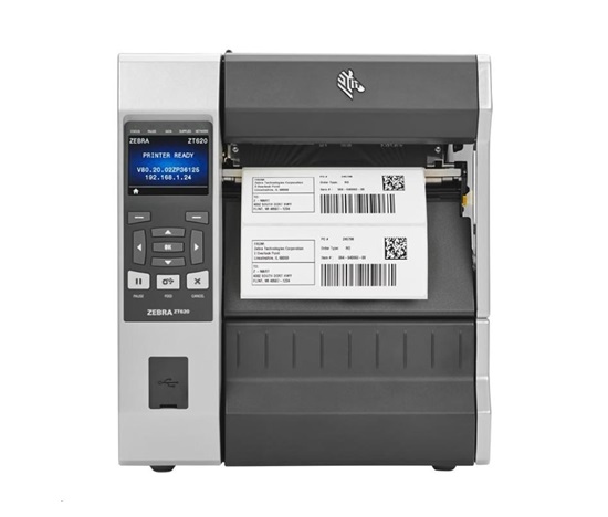 Zebra ZT620, 12 bodov/mm (300 dpi), disp. (farebné), RTC, ZPL, ZPLII, USB, RS-232, BT, Ethernet