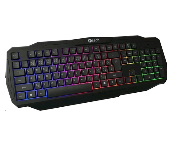 C-TECH klávesnice Arcus (GKB-15), casual gaming, CZ/SK, duhové podsvícení, USB