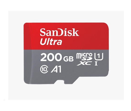Karta SanDisk MicroSDXC 200 GB Ultra (120 MB/s, A1 Class 10 UHS-I, Android) + adaptér