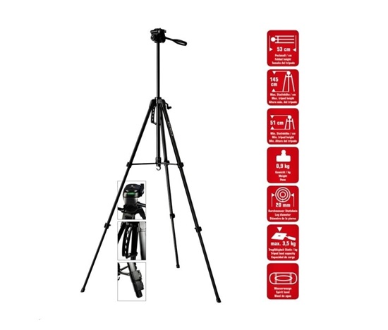 Braun stativ LW 145S (53-145 cm, 900 g, 3-směrná hlava, max.3,5kg, černý)