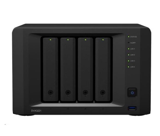 Synology DVA3221 (4C/AtomC3538/2,1GHz/8GBRAM/GTX1650/4xSATA/3xUSB3.0/2xSATA/1xCOM/4xGbE)