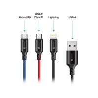 CONNECT IT Wirez 3v1 USB-C & Micro USB & Lightning, 1,2 m