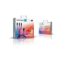 CONNECT IT Wirez 3v1 USB-C & Micro USB & Lightning, 1,2 m