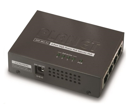 Planet HPOE-460 PoE injektor, 4x 10/100/1000, PoE 30W, 802.3at, 120W