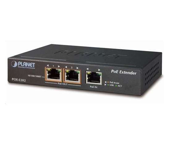 Planet POE-E202 PoE extender, 1xPoE-in, 2xPoE-out 25W, 802.3at/af, Gigabit