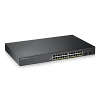 Zyxel GS1900-24HP v2 26portový gigabitový webový inteligentný PoE prepínač, 24x gigabitový RJ45, 2x SFP, rozpočet PoE 170W