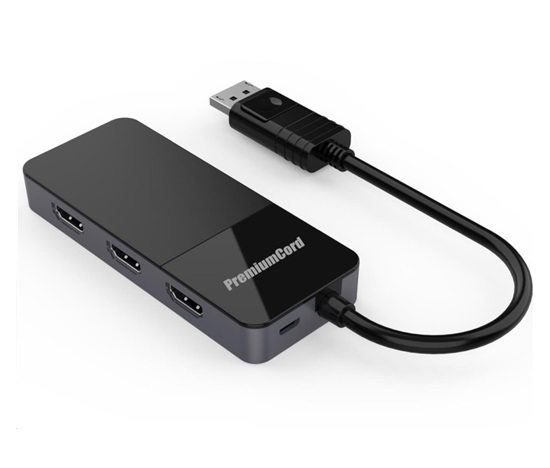Adaptér PREMIUMCORD MST DisplayPort 1.4 až 3x HDMI2.0 monitorov 4K@60Hz, rozšírené + zrkadlo + duplicitné režimy