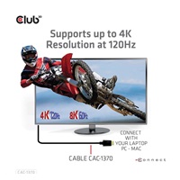 Club3D Adaptér HDMI 2.1 Ultra Rychlý HDMI™ Certifikovaný 4K120Hz, 8K60Hz, 48Gbps (M/M 1.5 m/4.92 ft), 28 AWG