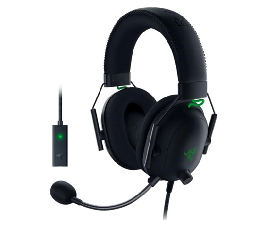 RAZER sluchátka s mikrofonem BlackShark V2, Wired Esports Headset + USB Mic Enhancer