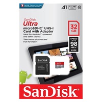 Karta SanDisk MicroSDHC 32 GB Ultra (120 MB/s, A1 Class 10 UHS-I, balenie pre Android - tablet, aplikácia Memory Zone) + adaptér