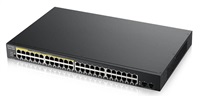 Zyxel GS1900-48HP v2 50portový gigabitový webový inteligentný PoE prepínač, 48x gigabitový RJ45 (24x PoE), 2x SFP, rozpočet PoE 170W