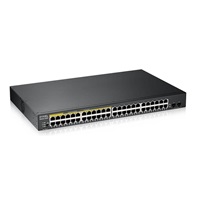 Zyxel GS1900-48HP v2 50portový gigabitový webový inteligentný PoE prepínač, 48x gigabitový RJ45 (24x PoE), 2x SFP, rozpočet PoE 170W