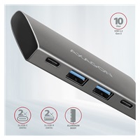 AXAGON HMC-4G2, USB 3.rozbočovač 2 Gen 2 10 Gb/s, 2x USB-A, 2x USB-C, 13 cm kábel USB-C