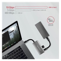 AXAGON HMC-4G2, USB 3.rozbočovač 2 Gen 2 10 Gb/s, 2x USB-A, 2x USB-C, 13 cm kábel USB-C