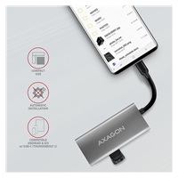 AXAGON HMC-4G2, USB 3.rozbočovač 2 Gen 2 10 Gb/s, 2x USB-A, 2x USB-C, 13 cm kábel USB-C