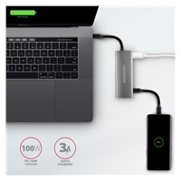 AXAGON HMC-5G2, USB 10Gbps hub, porty 2x USB-A, 2x USB-C, HDMI 4k/60, PD 100W, kábel USB-C 13cm