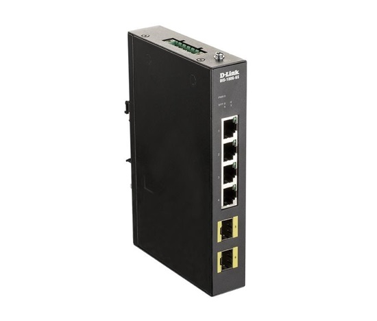 D-Link DIS-100G-6S Priemyselný gigabitový switch bez správy, 4x GbE, 2x SFP, DIN