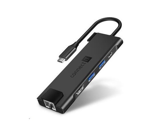 CONNECT IT Multi5in1 USB-C hub, 5v1 (USB-C, 2xUSB-A, HDMI, RJ45), externý, antracitová