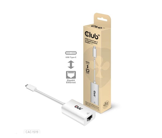 Aktívny USB adaptér Club3D 3.2 Typ C na LAN (Gigabit Ethernet - 1Gb), 20 cm