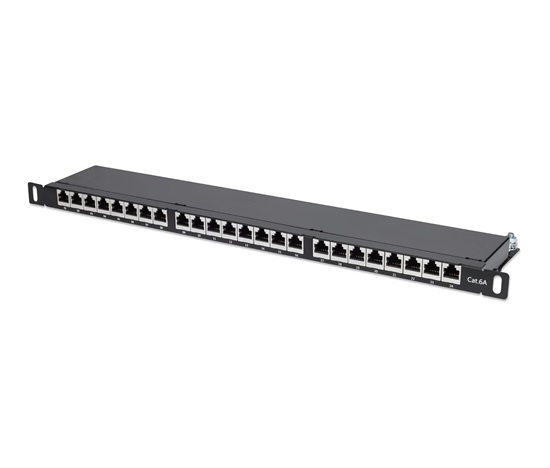 Intellinet Patch panel 24 portov Cat6A, tienený FTP, čierny, 0.5U