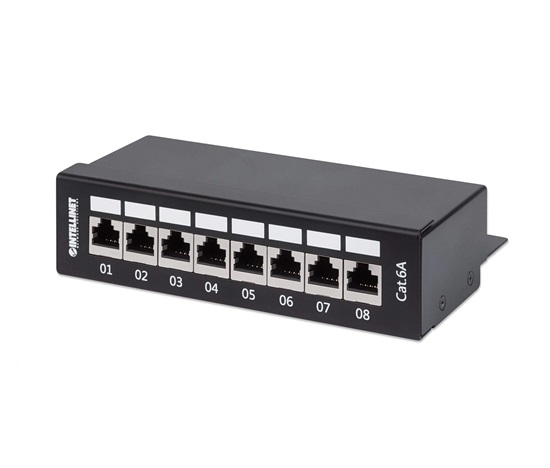 Intellinet Patch panel 8 portov Cat6A, tienený FTP, čierny, stolový