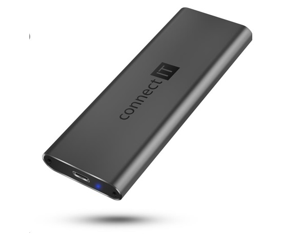 CONNECT IT Externý box AluSafe pre SSD M.2 NVMe, 10 Gb/s, USB-C, antracitová